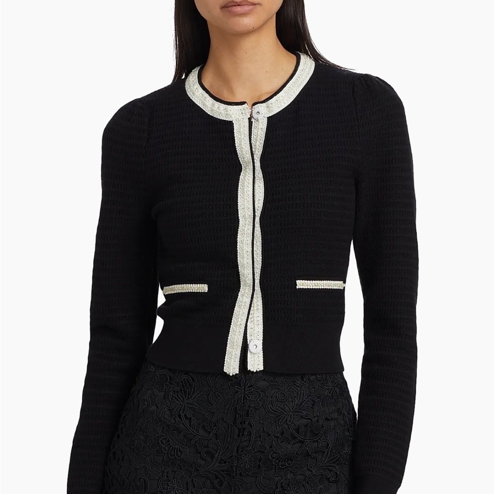 NWT Generation Love Leonora Beaded Knit Cardigan Sweater Black S